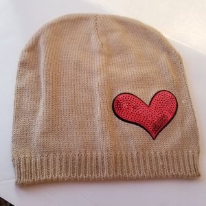 🍁3/$25 Tan Knit Hat w/ Sequin heart